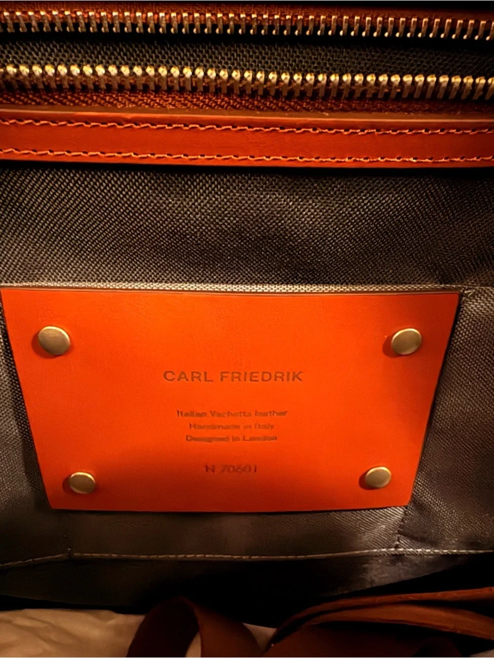 AUTHENTIC Carl Friedrik Overnight NEW WITH TAGS! Open Box- Cognac